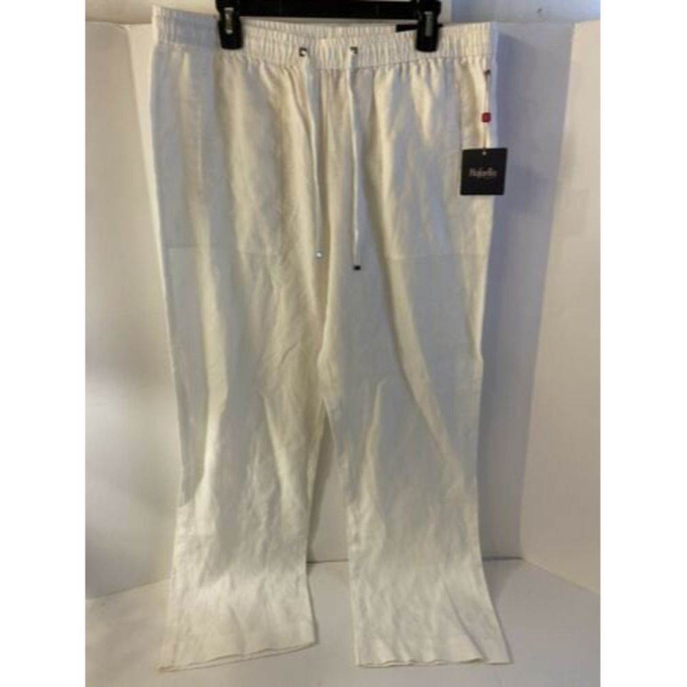 Rafaella Classic Cream High Rise Straight Hip Desert Romance linen pants Xl New